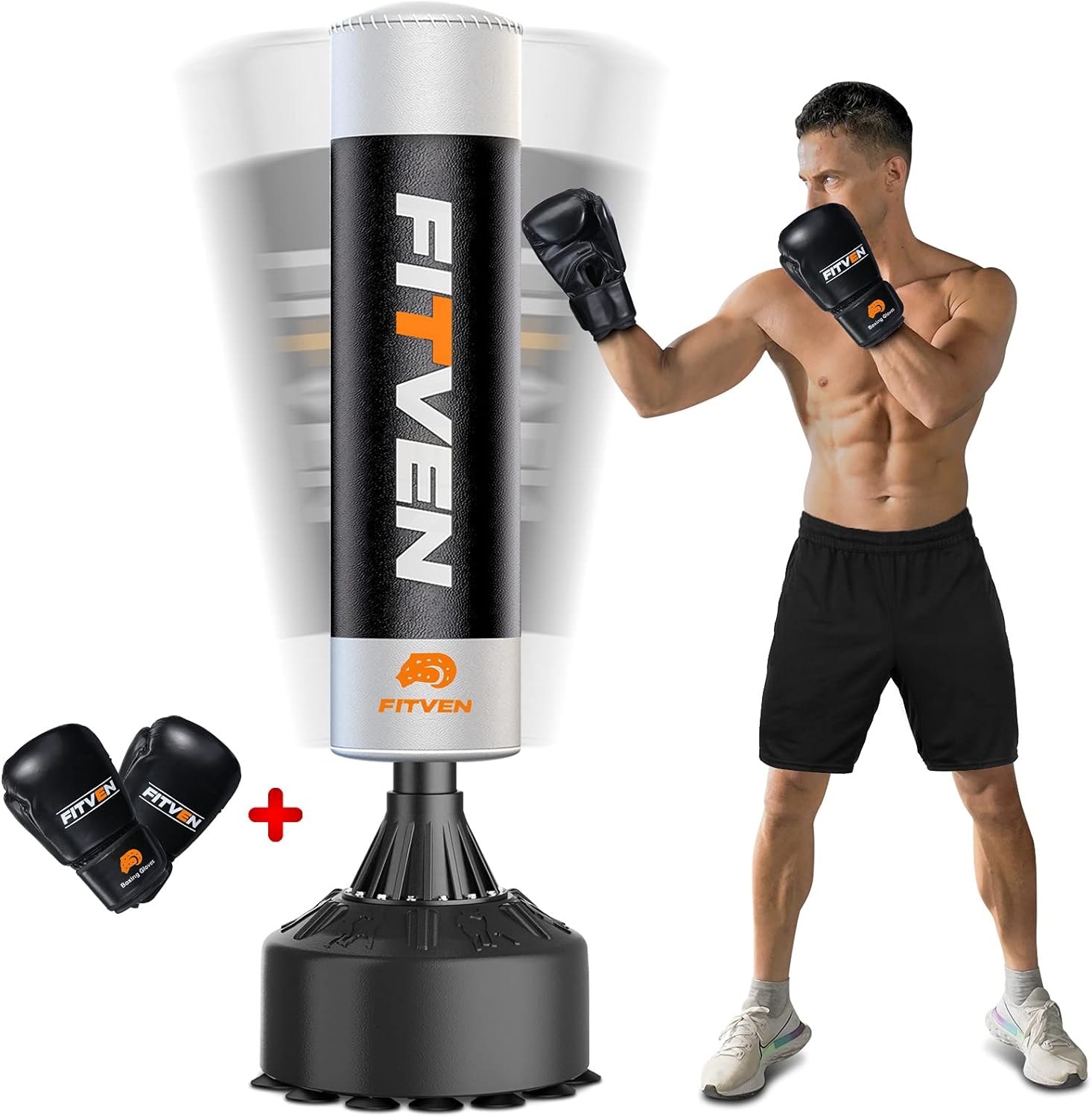 FITVEN Freestanding Punching Bag with Boxing Glove...