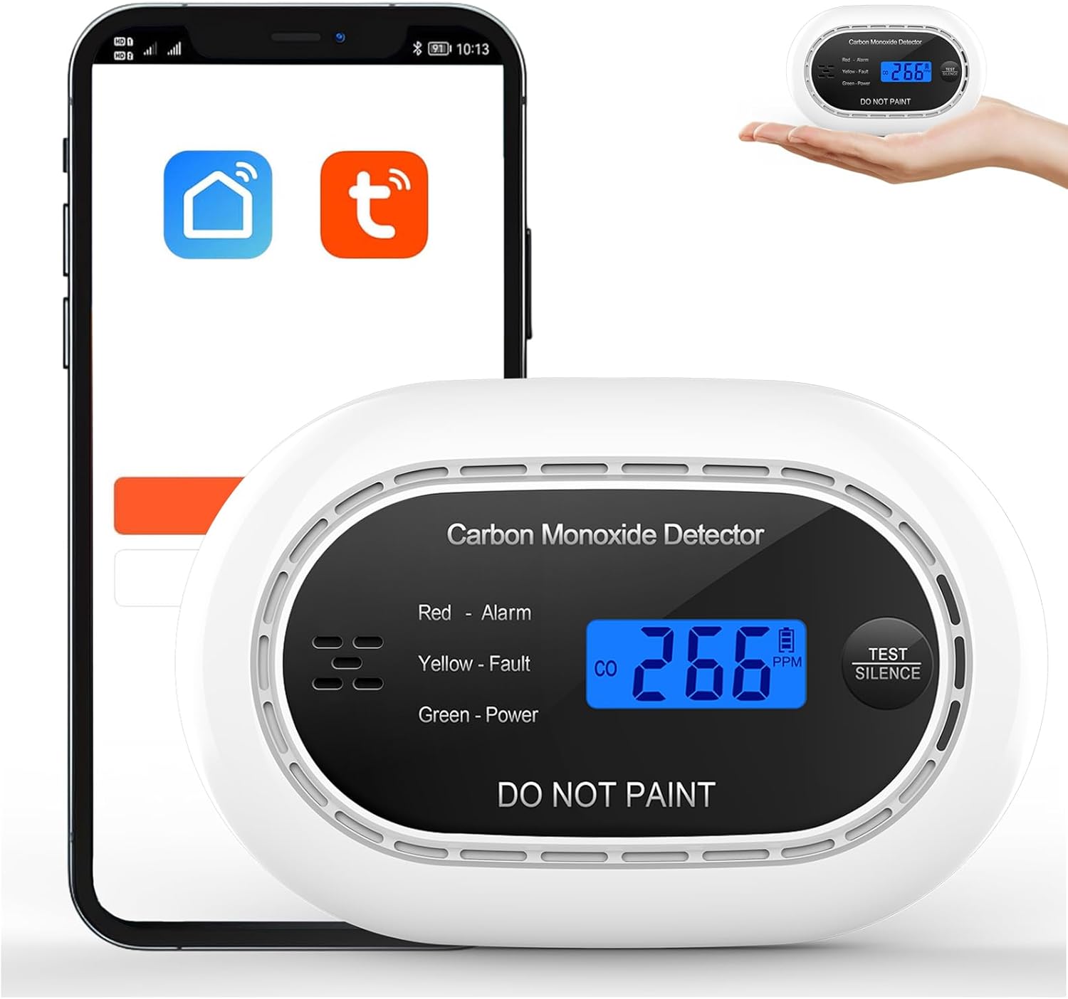 XINDUM 10 Years Carbon Monoxide Detector, Smart Carbon Monoxide Alarm with APP,...