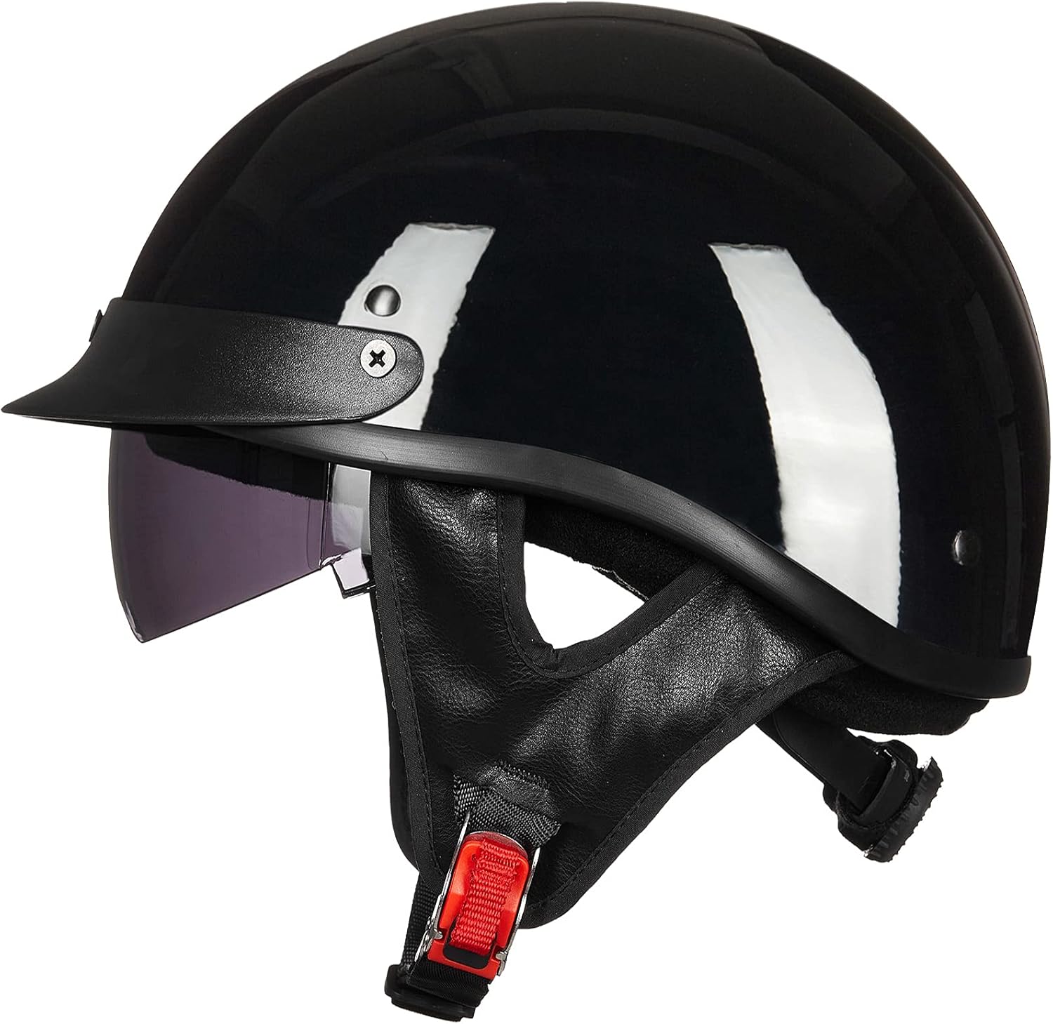 ILM Half Helmet Motorcycle Open Face Sun Visor Quick Release Buckle DOT Approved...