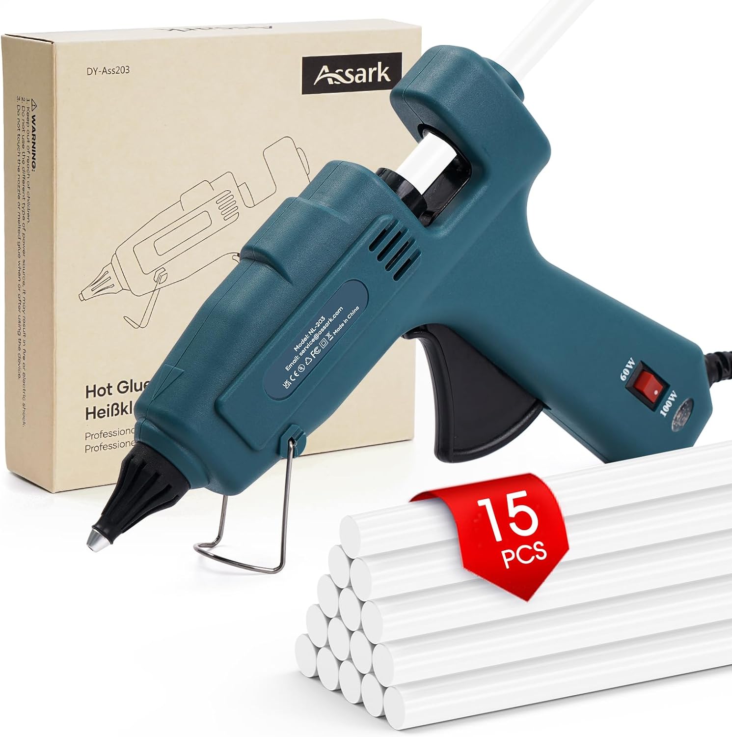 Hot Glue Gun, 60/100W Hot Glue Gun Full Size(Not Mini) with 15 Pcs Hot Glue Stic...