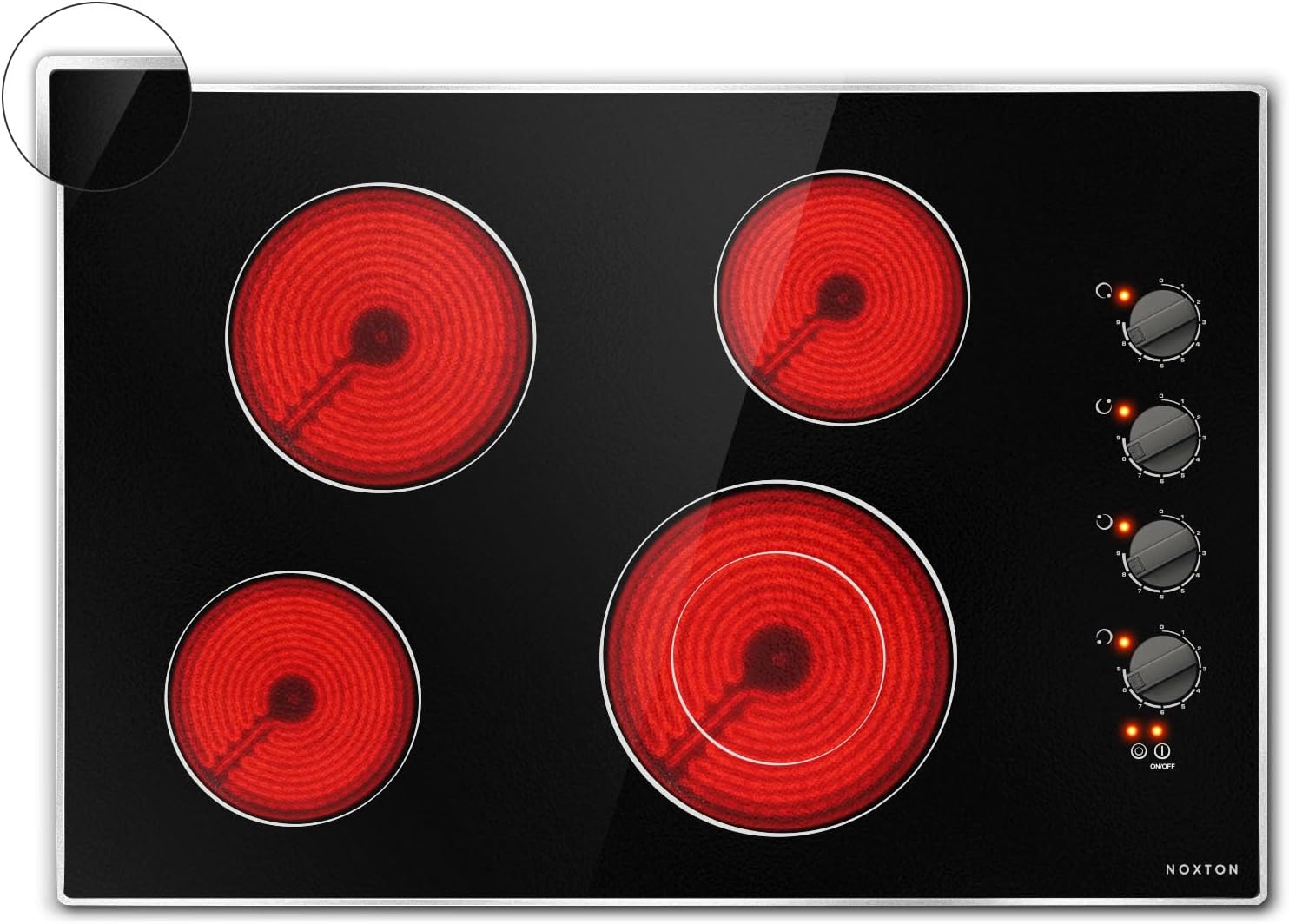 Noxton 30 Inch 4 Burners Electric Cooktop, Unique Built-in 30" Radiant Electric...