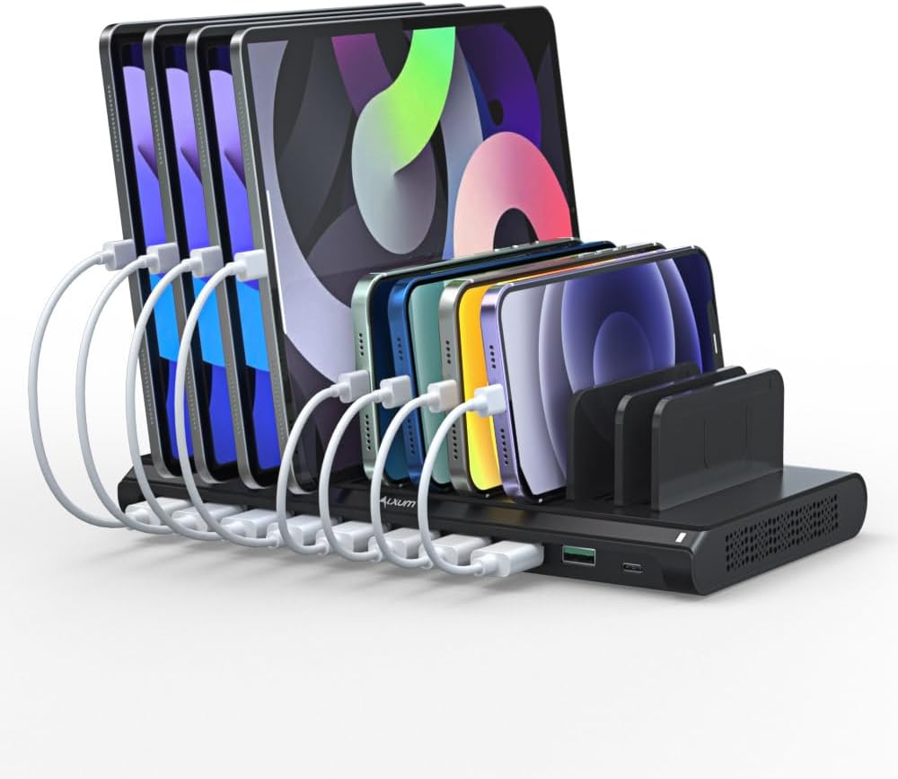 Alxum 120W USB C Charging Station for Multi Devices with QC 3.0 Fast Charge & Ty...