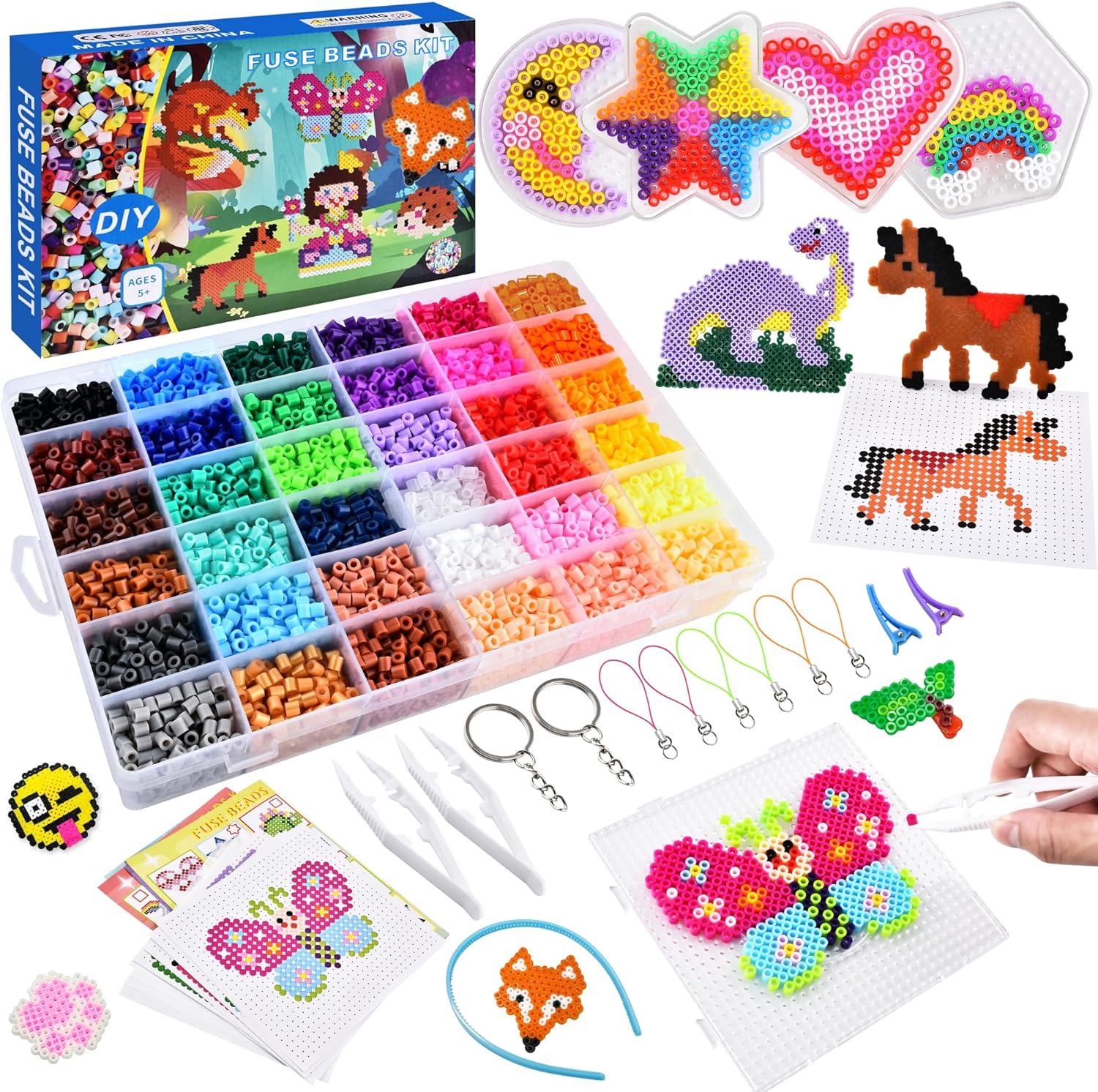 DazSpirit 10000 pcs Fuse Beads Craft Kit for Kids, 36 Colors Iron Beads for Kids...
