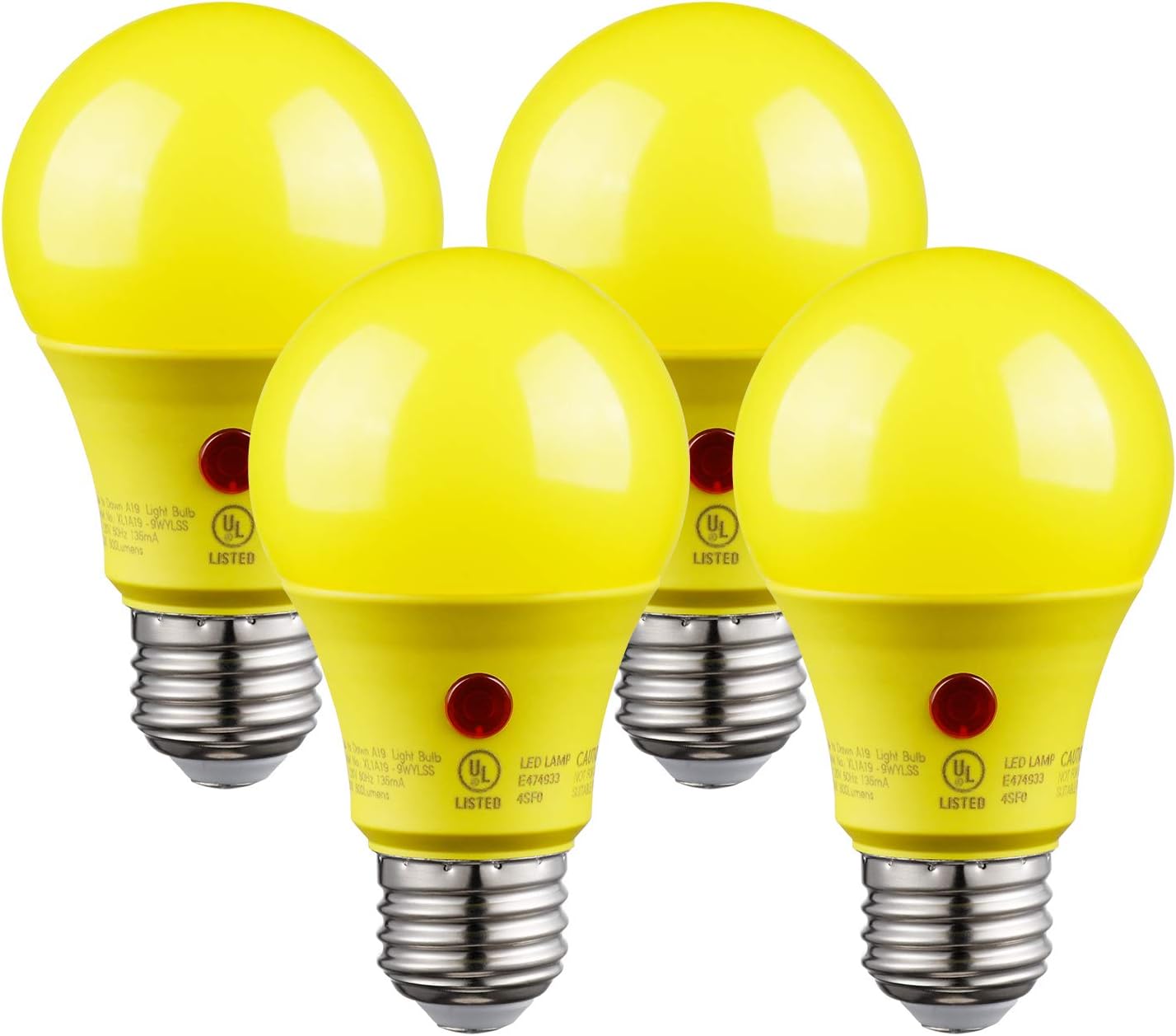 TORCHSTAR Yellow Dusk to Dawn Light Bulbs Outdoor, Sensor A19 LED Light Bulb, UL...