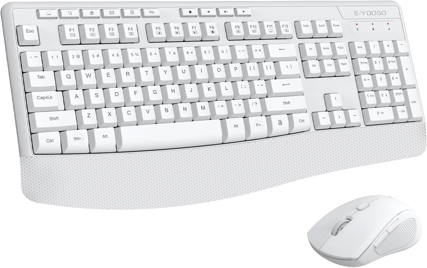 Wireless Keyboard and Mouse, E-YOOSO 2.4GHz Full-Sized Ergonomic Keyboard with W...