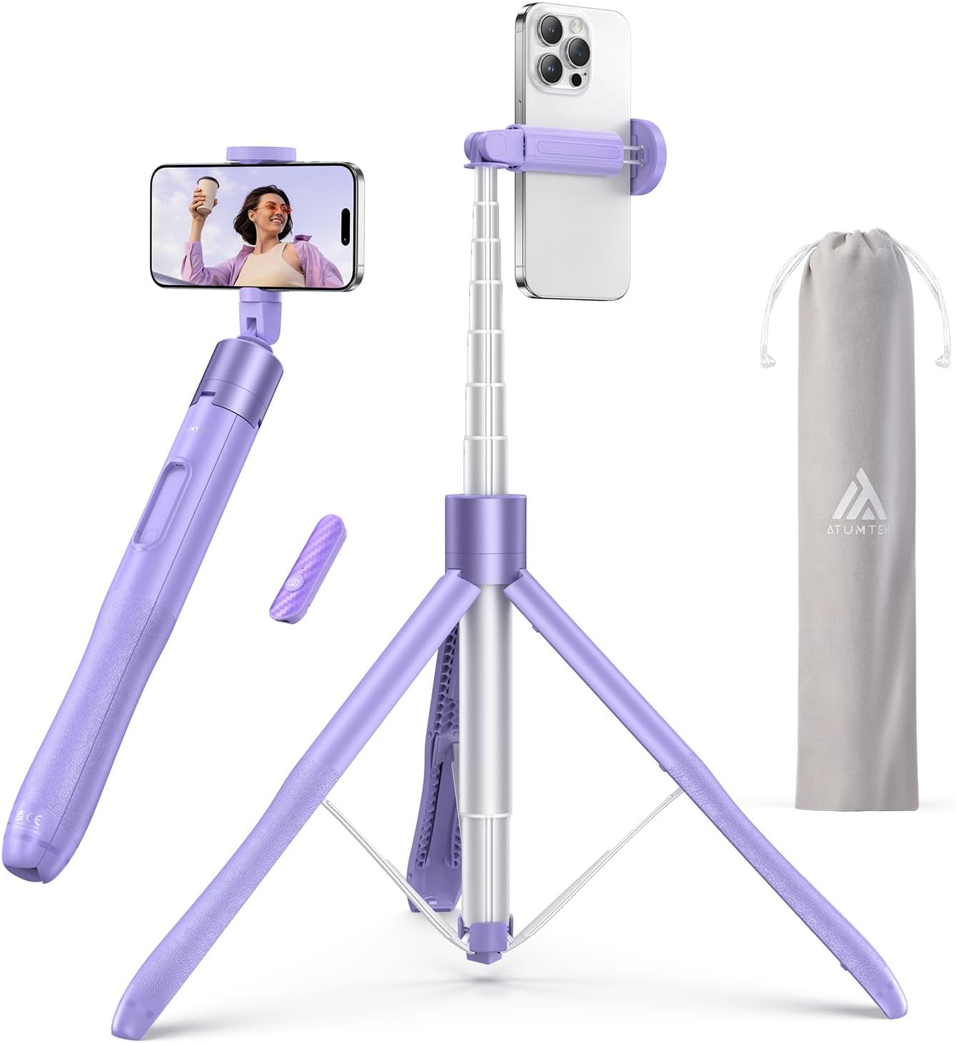 ATUMTEK 1.5m Selfie Stick Tripod, Special All-in-One Extendable Phone Tripod wit...