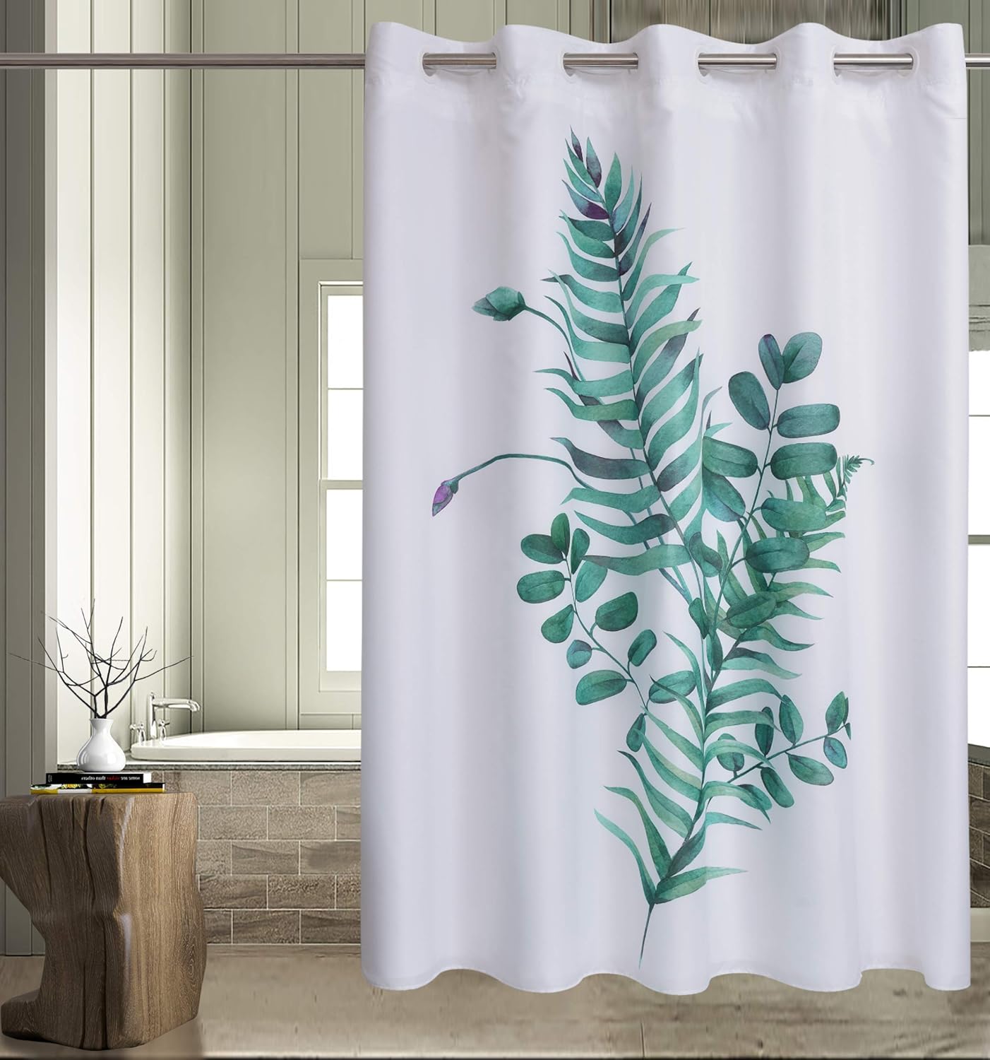 Conbo Mio Hotel Style Shower Curtain with Snap in Removable Liner for Bathroom W...