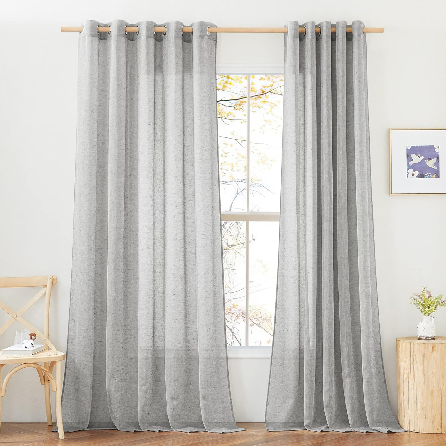 NICETOWN Sliding Door Curtains, Special Linen Sheer Textured Drapes, High-Qualit...
