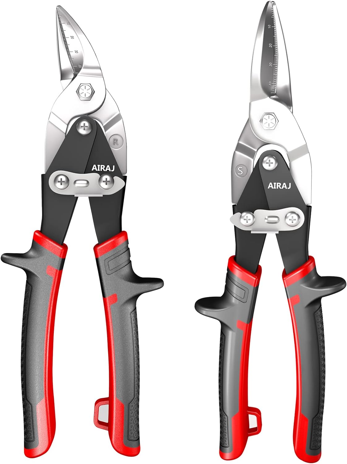 AIRAJ Tin Snips 2-Piece Set-Heavy Duty Tin Snips-Straight and Right Cut-Cutting...