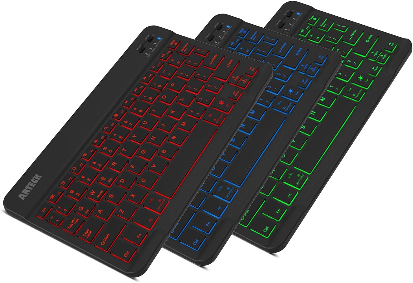 Arteck Universal Backlit 7-Colors Ultra Light Slim...