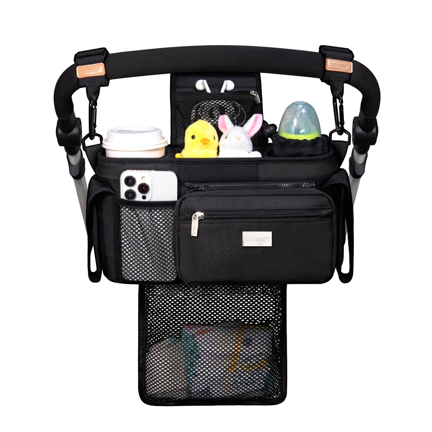 TOPDesign Universal Baby Stroller Organizer, Stroller Caddy with Detachable Mesh...