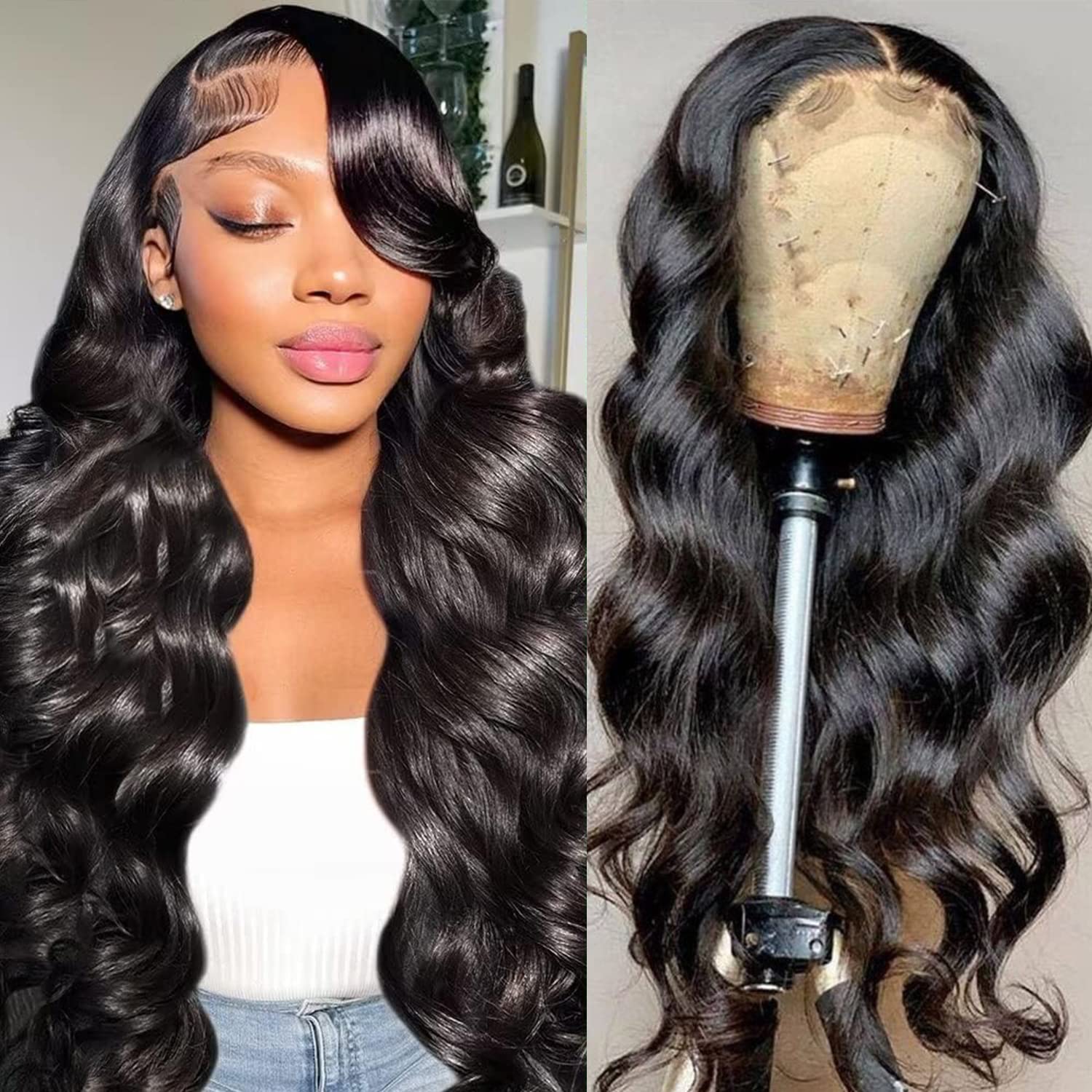 5x5 HD Lace Closure Wigs Human Hair Pre Plucked 5X5 Body Wave Lace Front Wigs Hu...