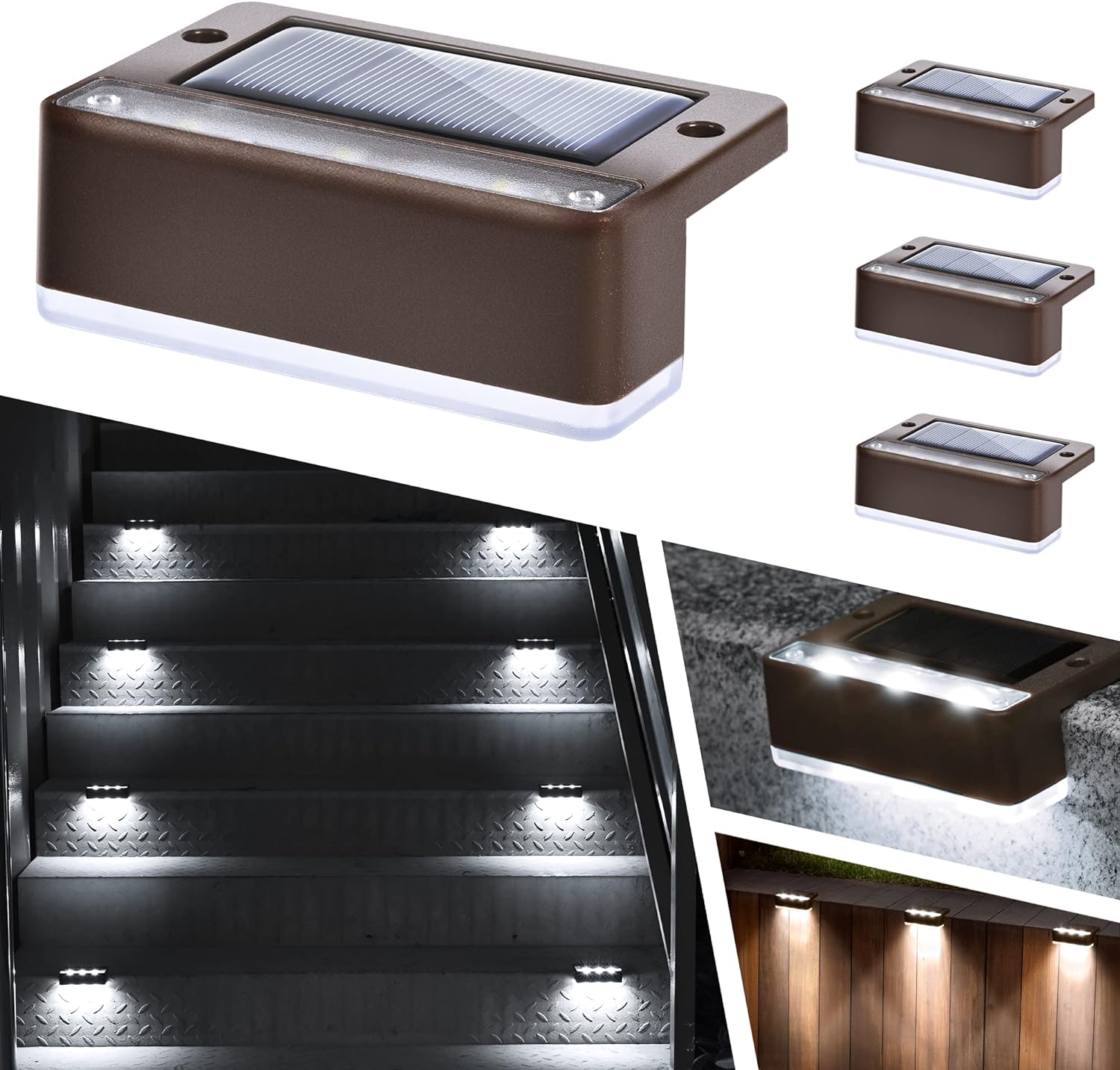 SOLPEX Solar Fence Lights, 6 LEDs Solar Lights Outdoor Waterproof Solar Powered...