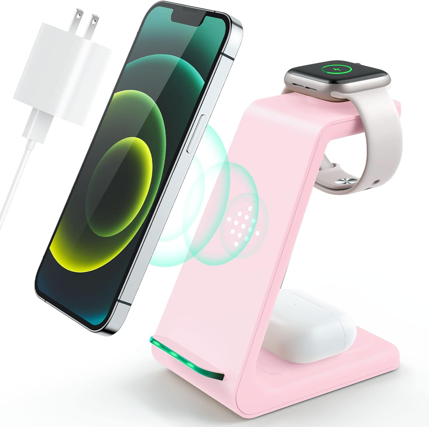 Wireless Charging Station, 3 in 1 Fast Desk Chargi...