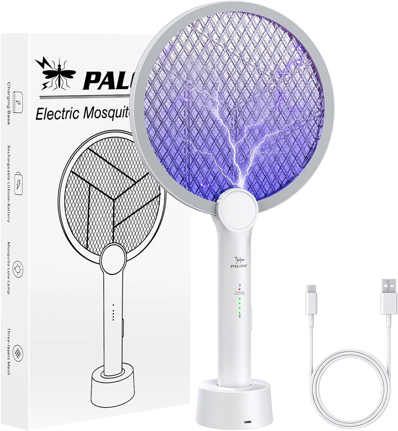 Effective PALONE 4000V Bug Zapper Racket, Special Electric Fly Swatter, Innovati...