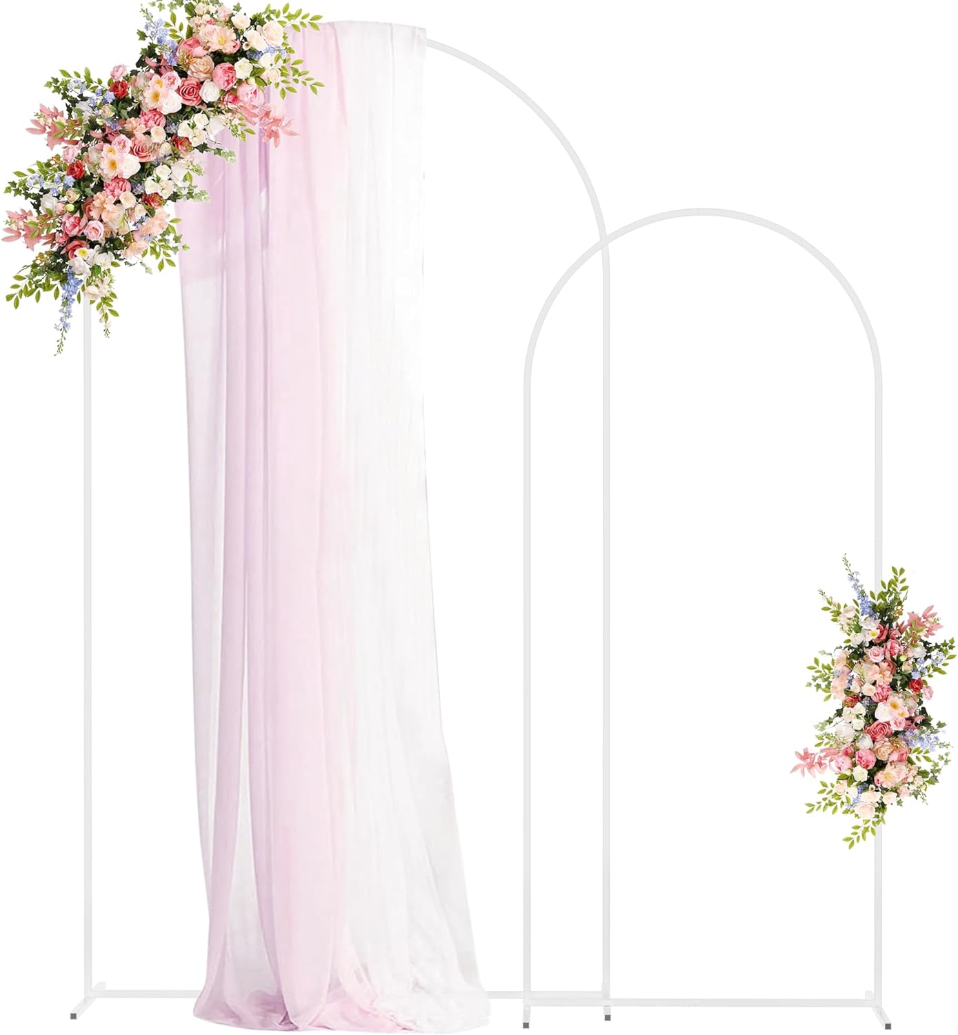 Fomcet Metal Arch Backdrop Stand Set of 2 Wedding Arch Stand White 7.2FT & 6FT A...