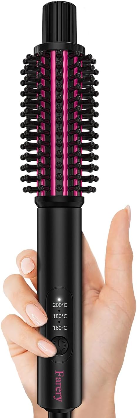 FARERY Mini Thermal Brush 3 Temperature Adjustable, Small Curling Iron Brush 25m...