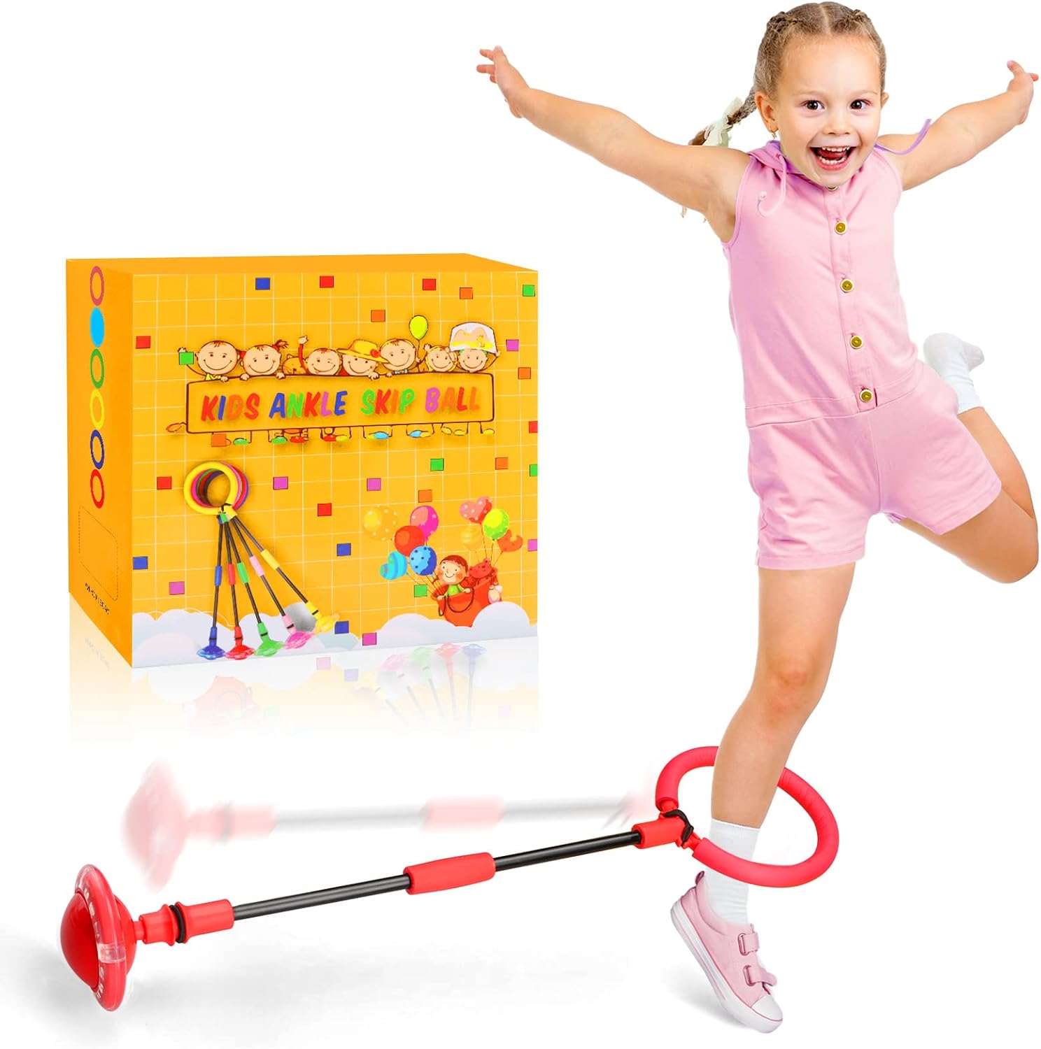 Chridark Ankle Skip Ball for Kids - Foldable Flash Wheel Skip Ball, Outside Game...