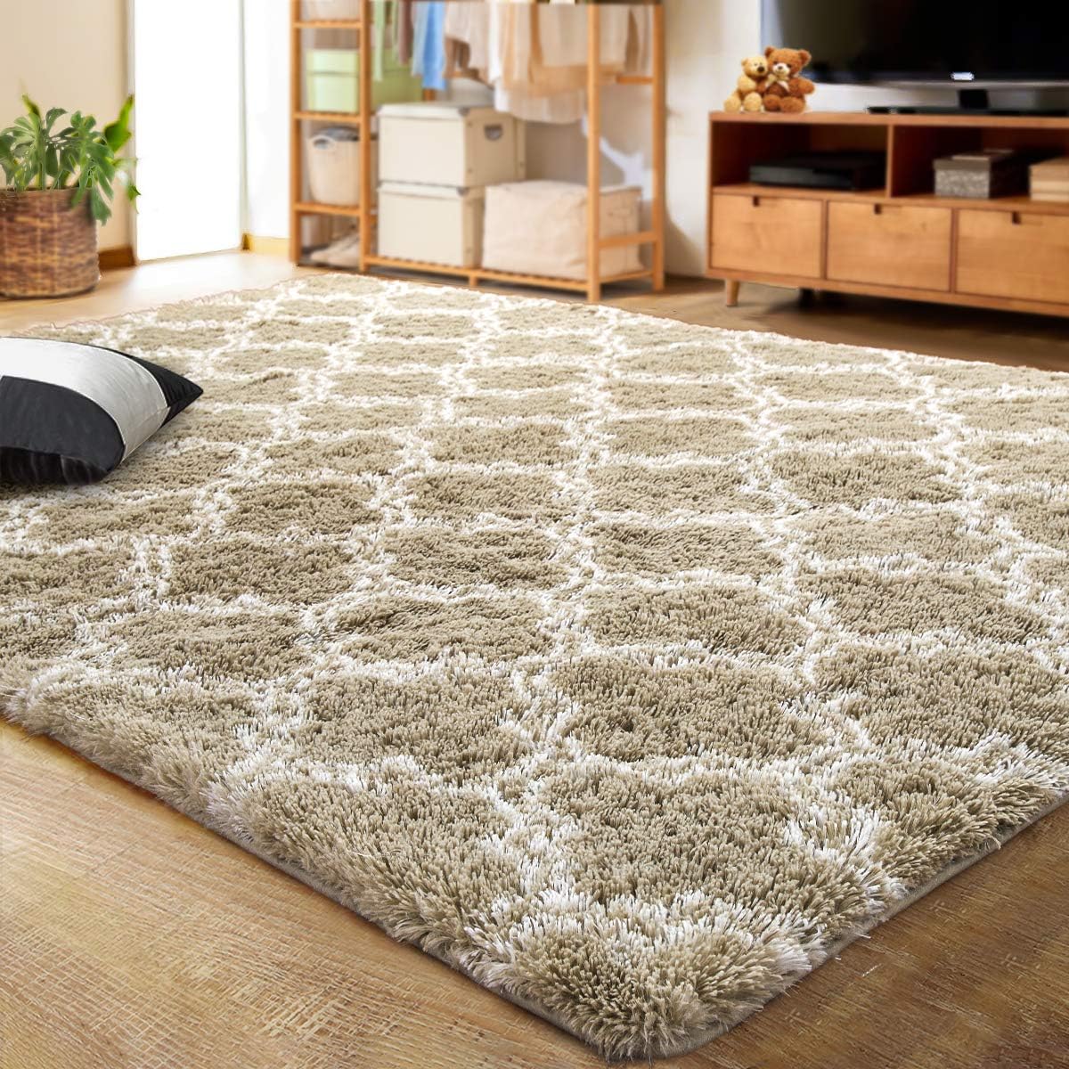 LOCHAS Luxury Shag Area Rug, Special Plush Fluffy Rugs with Geometric Design, In...