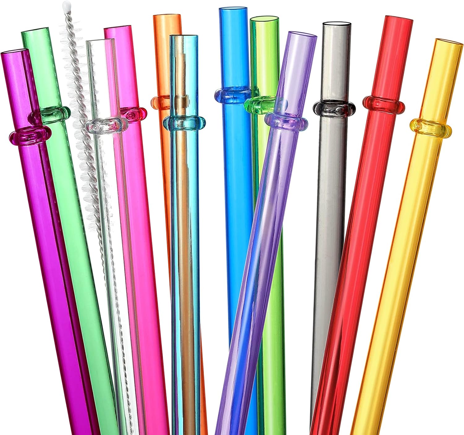 24 PCS, Reusable Straws with 4 Brushes, 10.5" Long Tritan Hard Plastic Straws, 1...