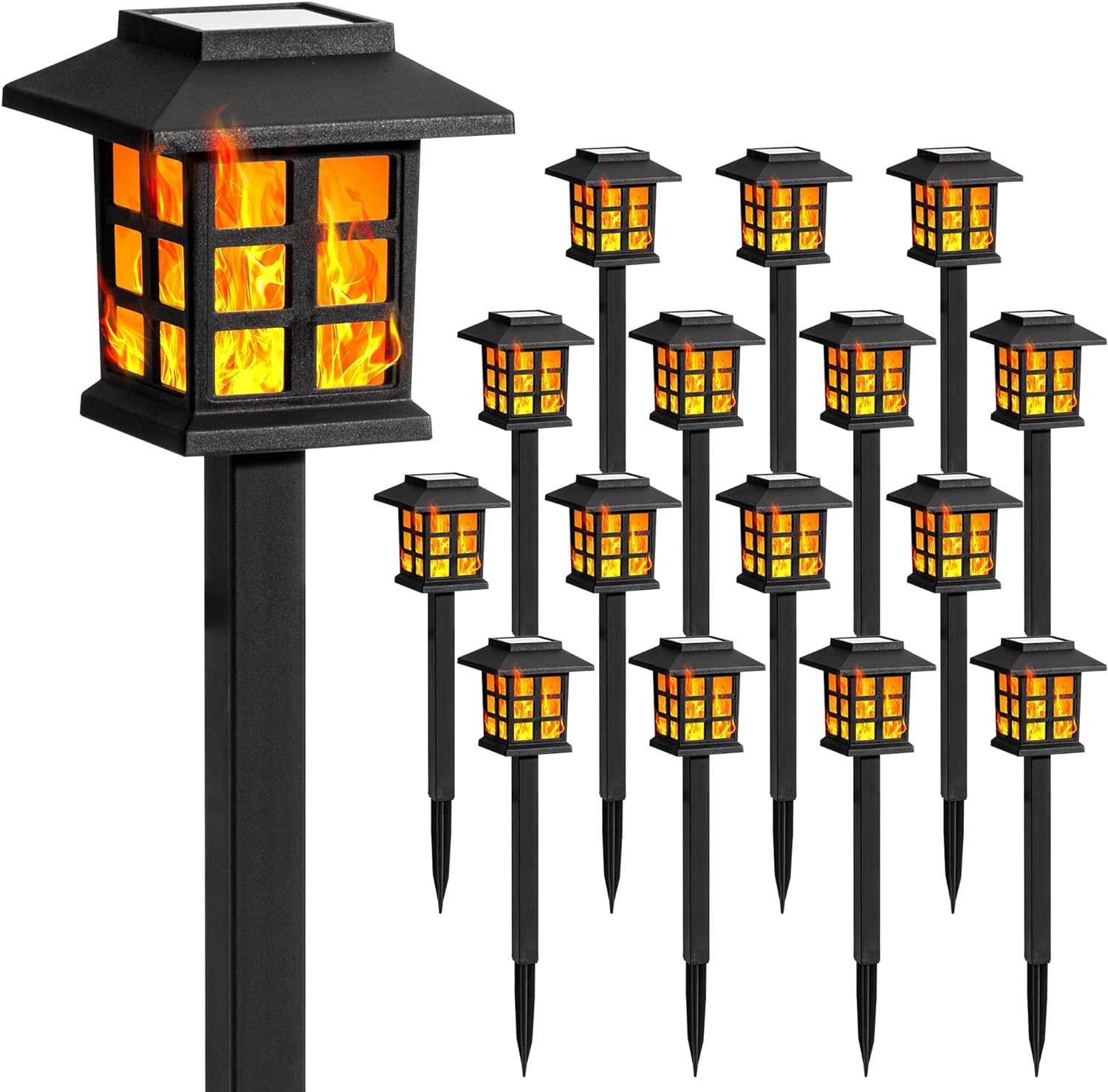 GIGALUMI Solar Lights for Outside,16 Pack Flickering Flame LED Solar Outdoor Lig...