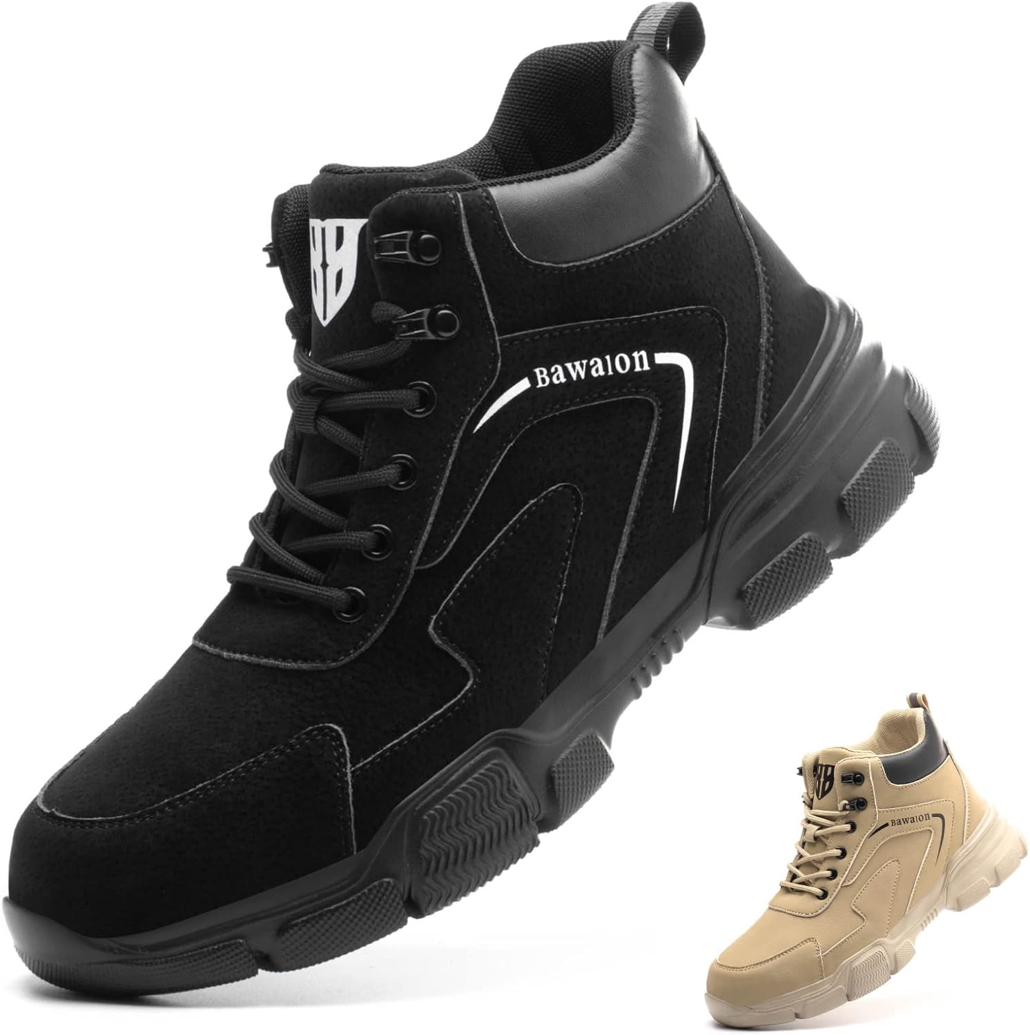 Bawalon Steel Toe Cap Boots Mens Womens Water Resistant Work Safety Boots Lightw...