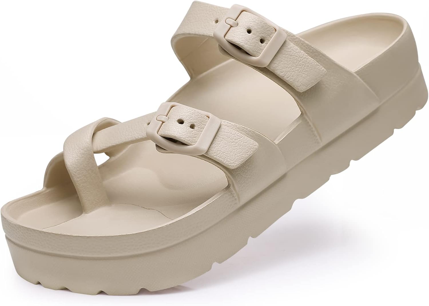 Women's Platform Sandals with Arch Support Comfortable Foam Slides Lightweight T...
