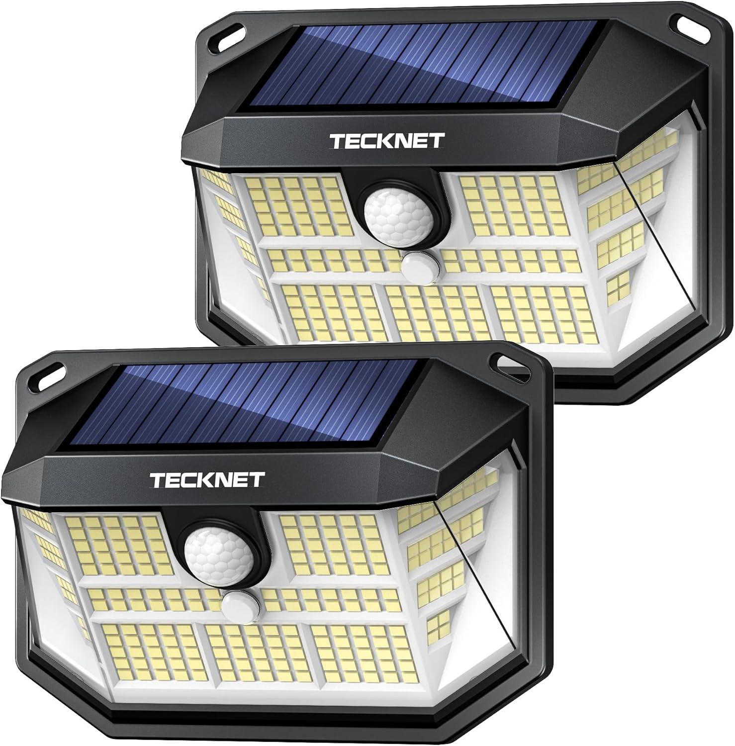 TECKNET 231 LED Solar Lights for Outside Waterproof, 4 Pack 300° Security Wall L...
