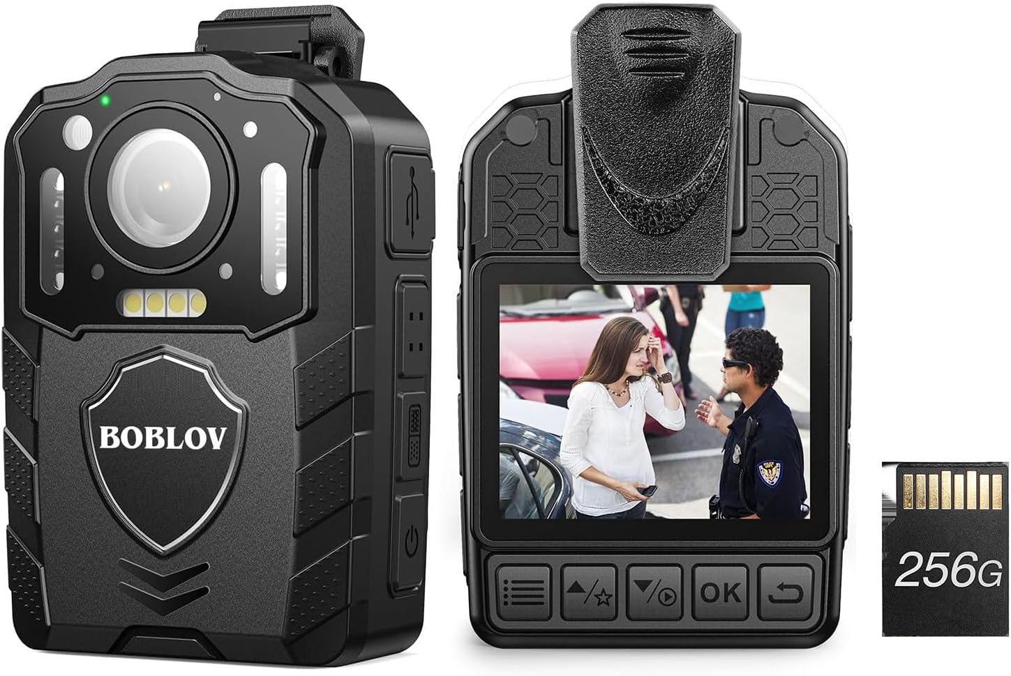 BOBLOV KJ25 1080P 256GB Body Camera, Built-in 3000mAh Large Battery for 13 Hours...