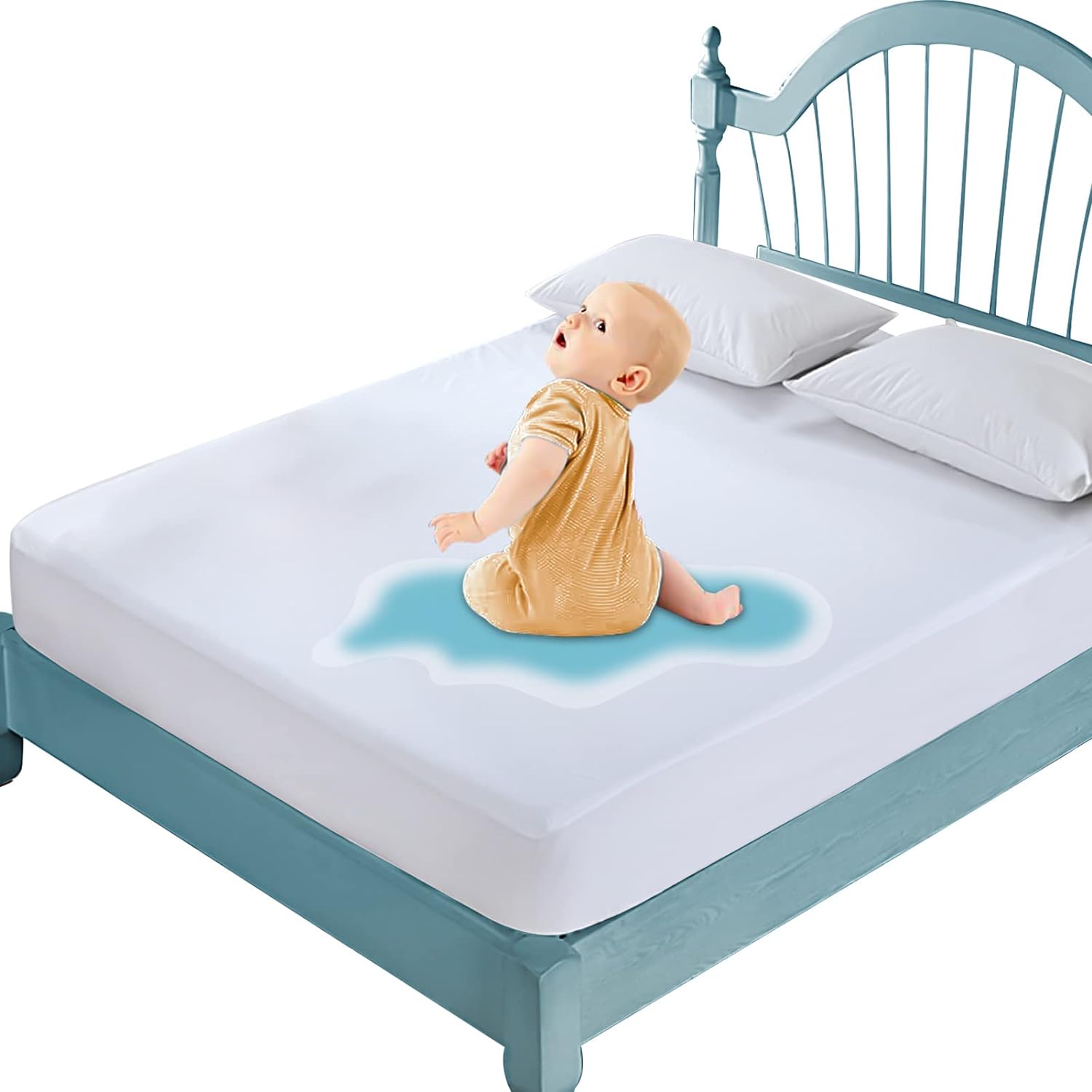 2 Pack Mattress Protector Twin Waterproof Mattress Cover Soft Breathable Noisele...