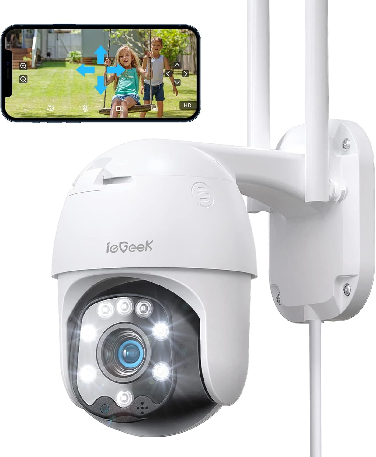 ieGeek 360° Security Camera Outdoor with Color Night Vision, Auto Tracking CCTV...