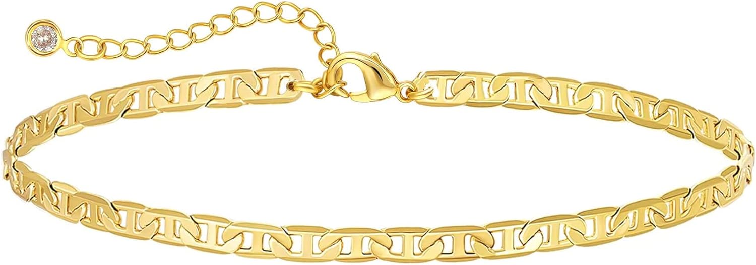 DEARMAY Gold Ankle Bracelets, Special 14K Gold Anklets for Women, Innovative Wat...