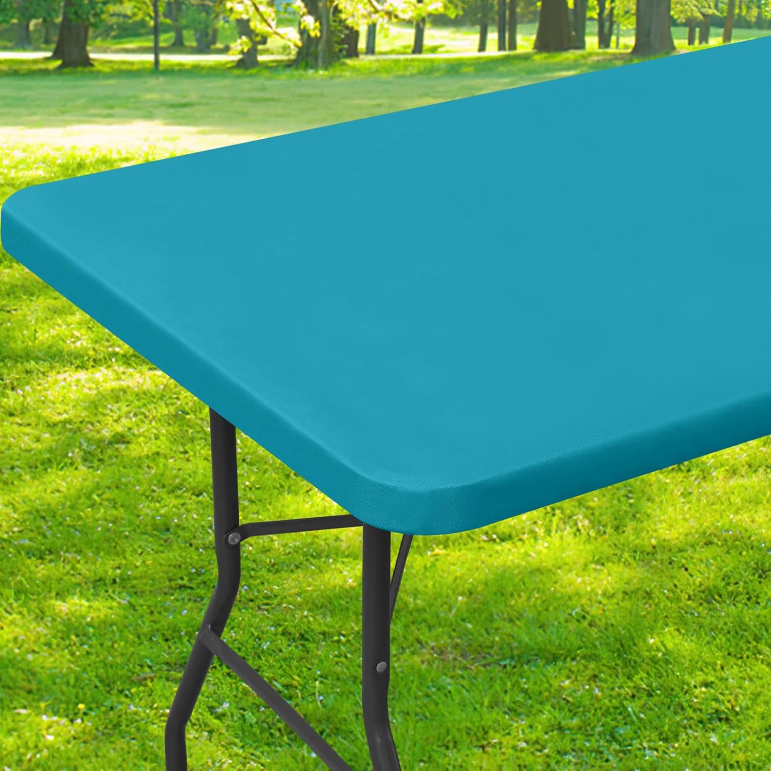 smiry Rectangle Picnic Table Cloth, Unique Waterproof Elastic Fitted Tablecloths...