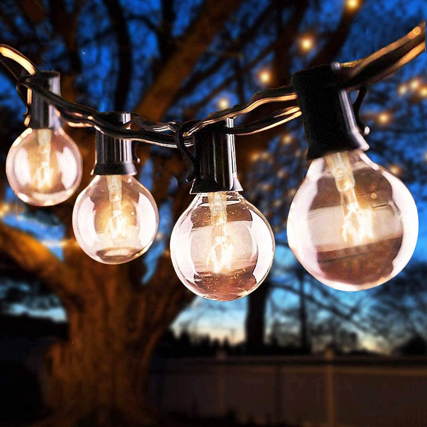 50FT Outdoor String Lights, Special String Lights with 52 Clear Bulbs, Innovativ...