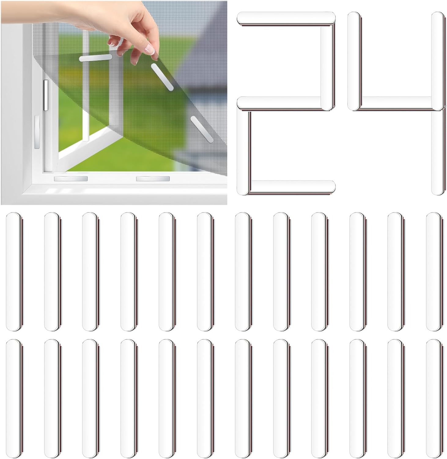 Wothfav 24 PCS Magnetic Strips for Window Fly Screens, Self-Adhesive Magnets for...