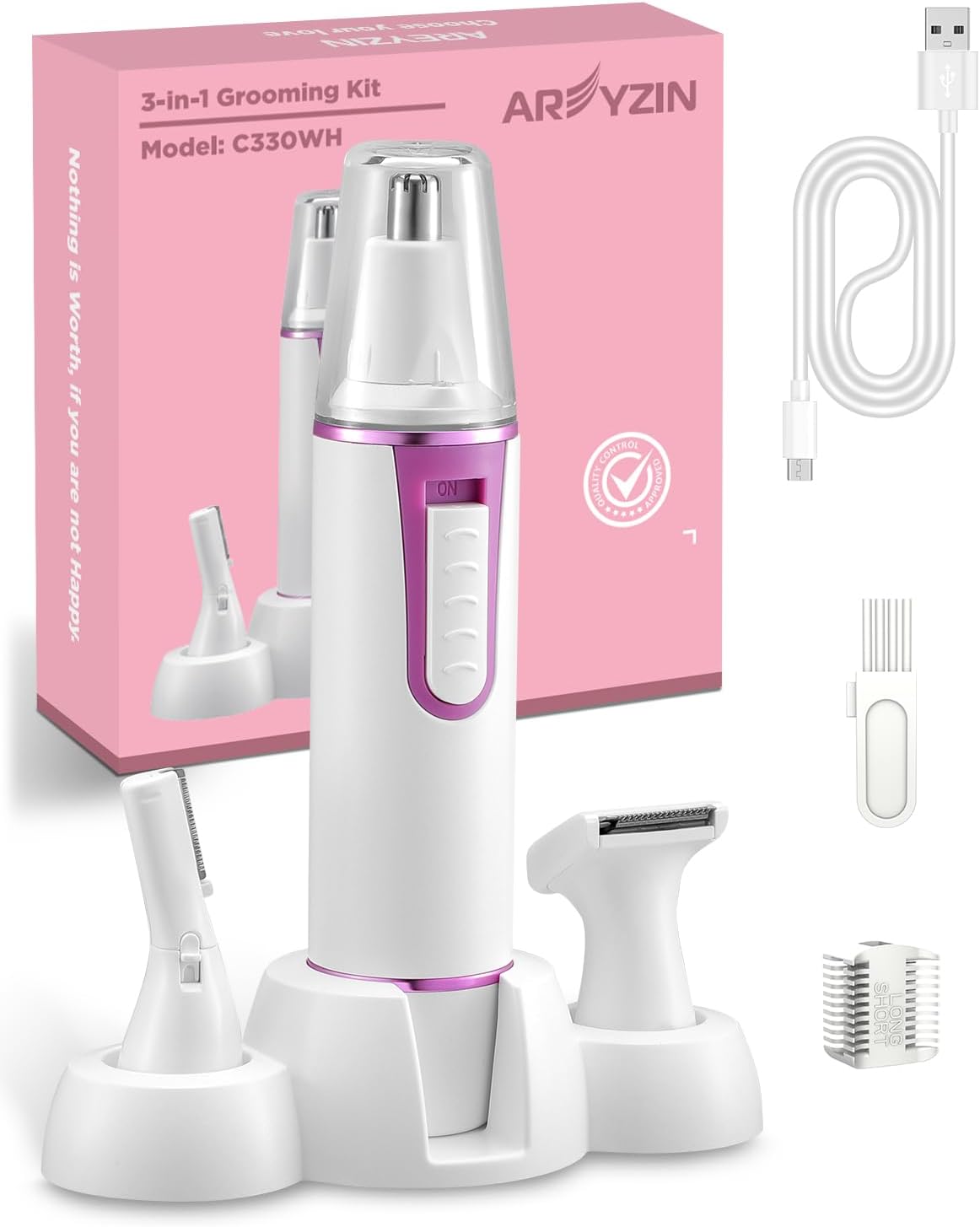 AREYZIN Nose Hair Trimmer for Women Rechargeable Eyebrow & Facial Hair Trimmer f...