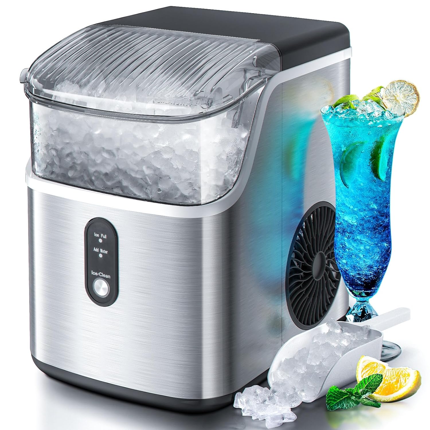 Nugget Countertop Ice Maker with Soft Chewable Pellet Ice, Pebble Portable Ice M...