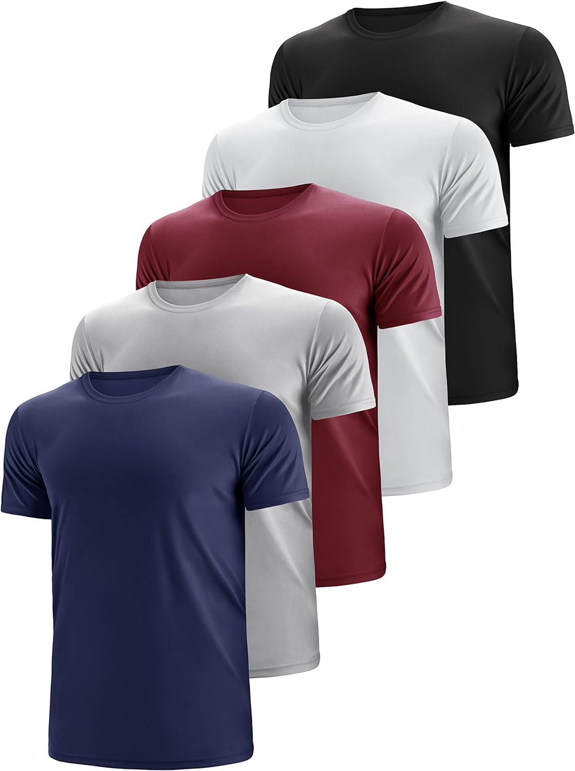 5 Pack Men's Dry Fit Moisture Wicking Tech Performance Mesh Quick Dry Active Ath...