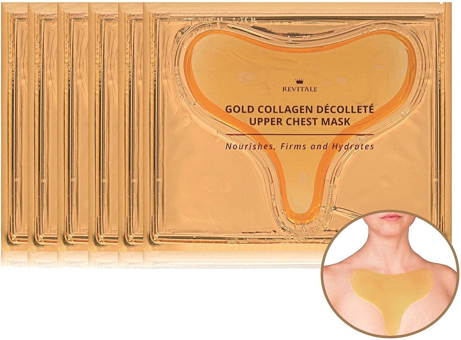 Revitale Collagen Décolleté Gold Upper Chest Mask (6 Pack) 1 count (Pack of 6)