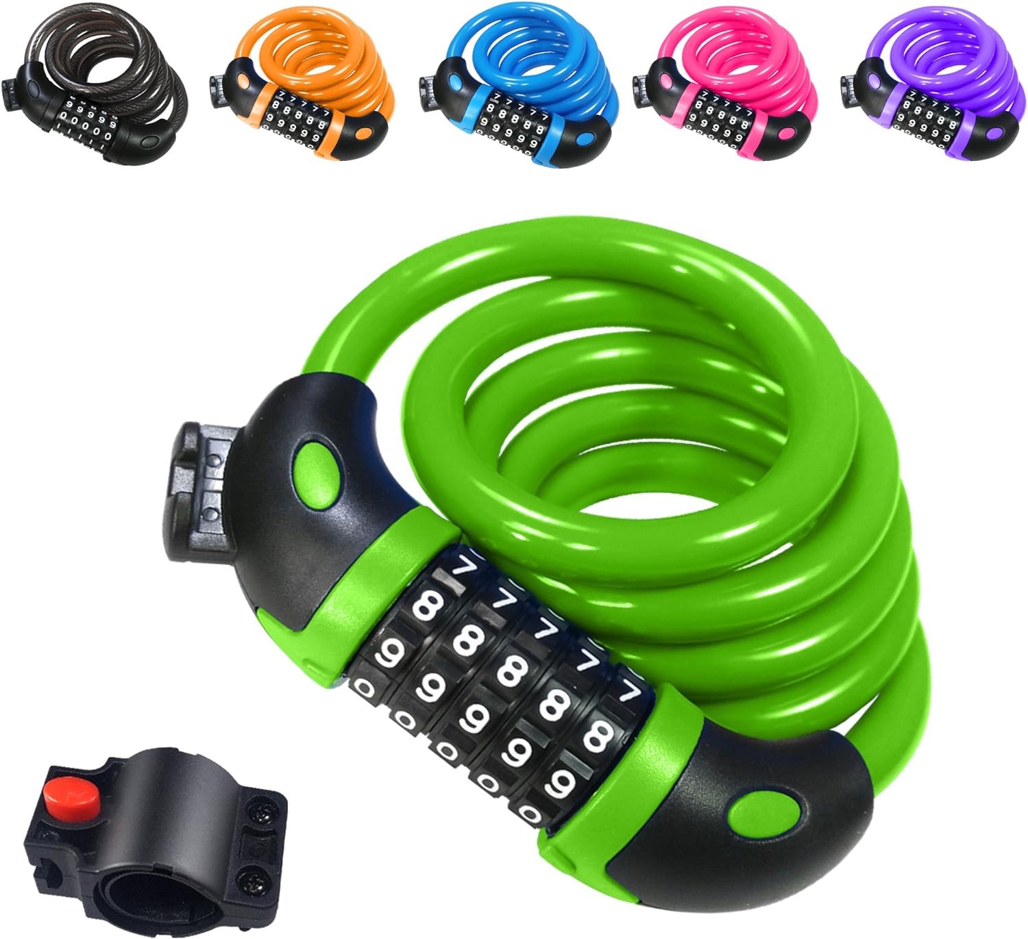 REHKITTZ Bike Lock Bicycle Locker Combination 5 Digit 120cm/12mm Long Cycle Cabl...