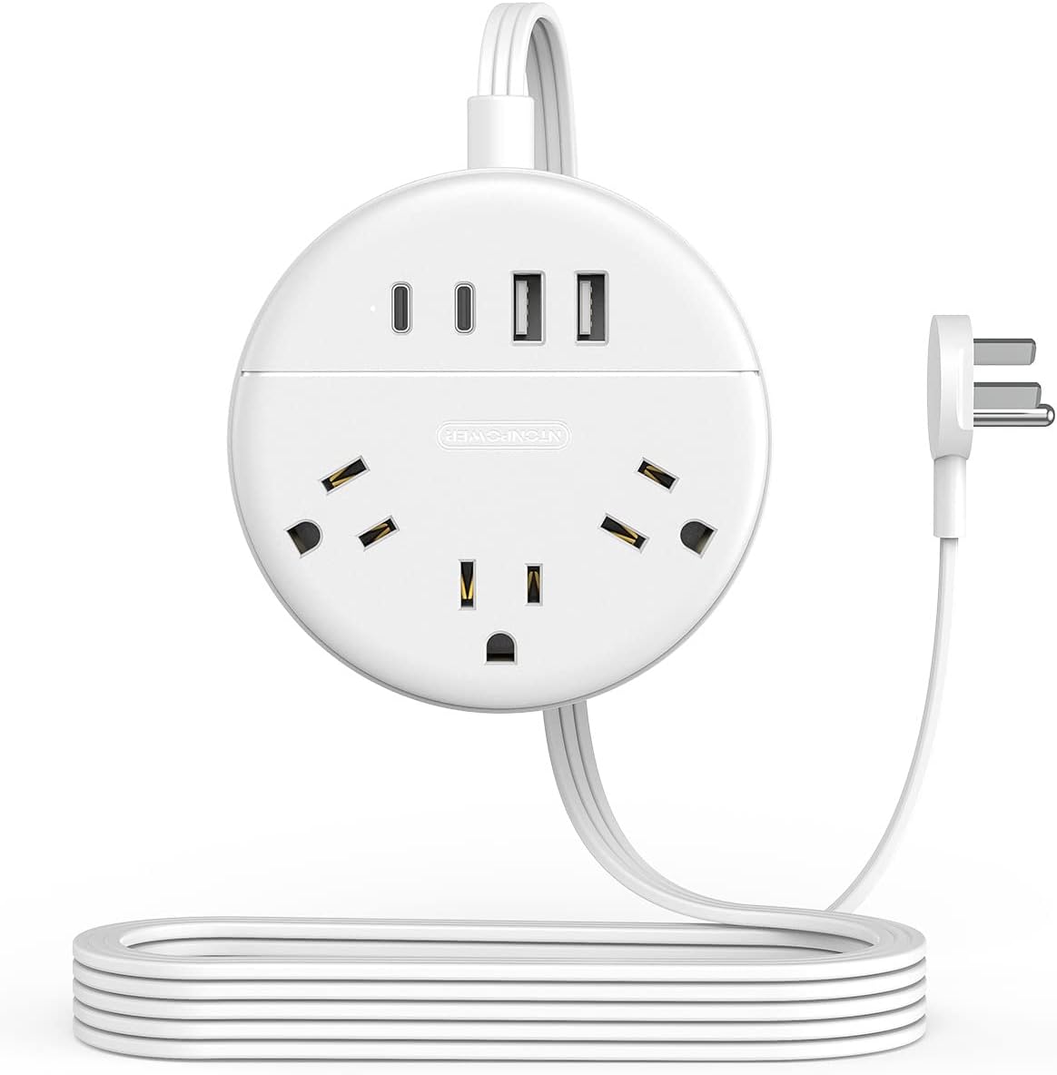 NTONPOWER Flat Extension Cord, Special Power Strip With 3 Outlets and 4 USB Port...
