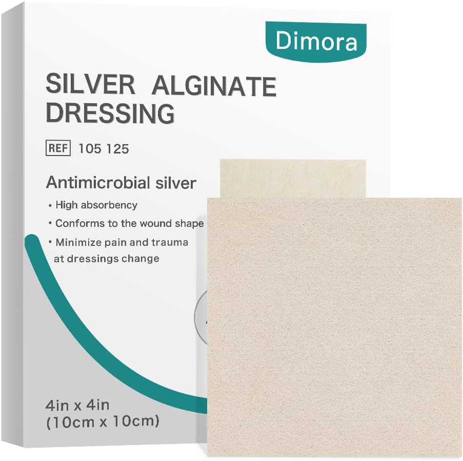 Dimora Upgrade Silver Calcium Alginate Wound Dressing -Antibacterial Non Stick G...