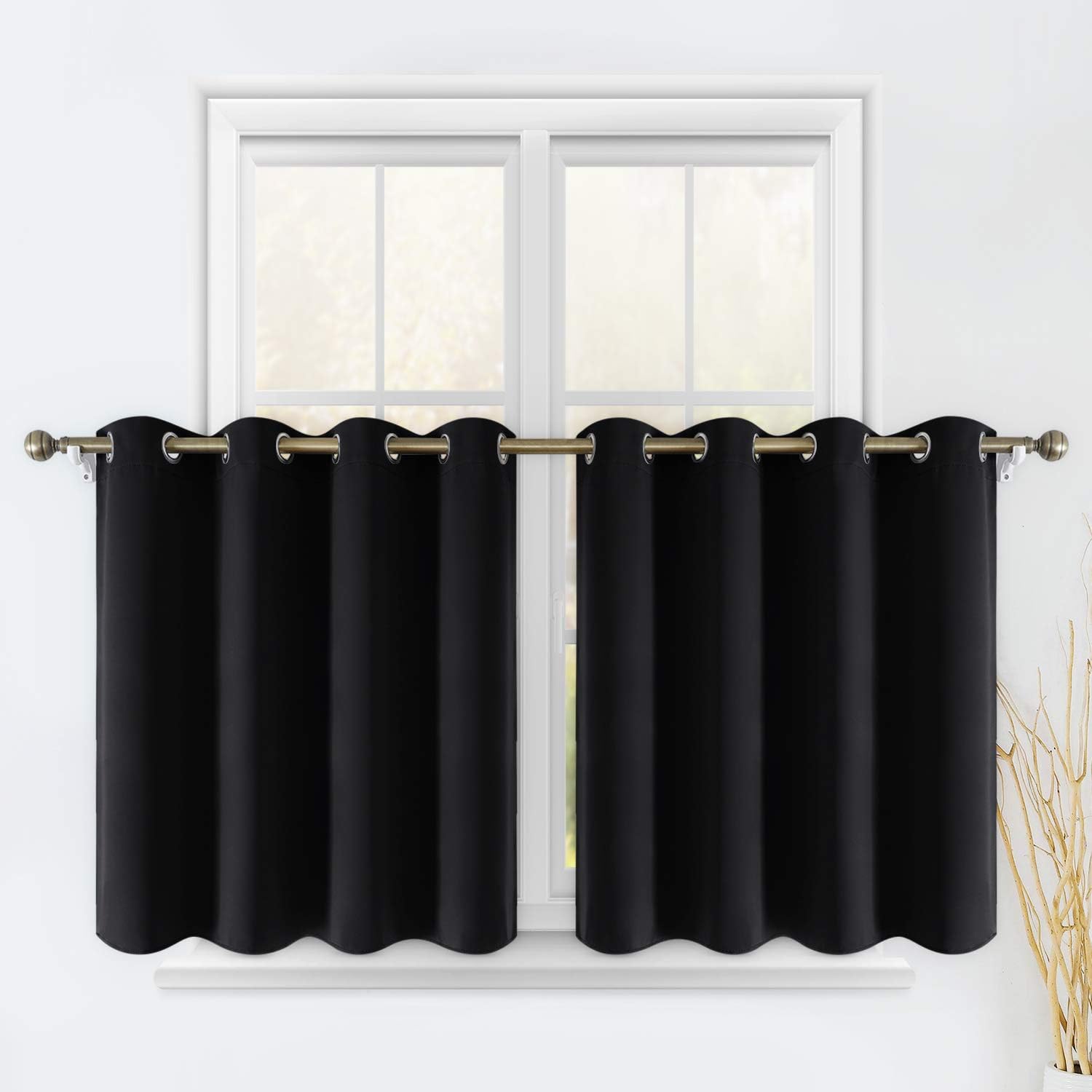 HOMEIDEAS 2 Panels Blackout Window Valance, Special Curtains for Small Window Ki...