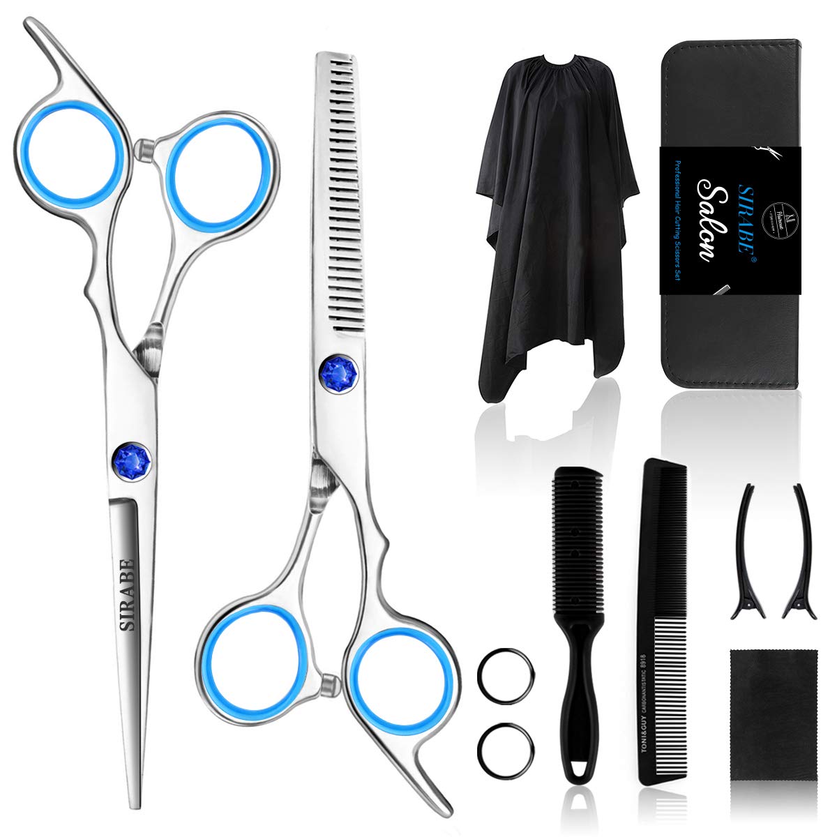 Sirabe Hair Cutting Thinning Scissors Set 6", Sapphire Professional Haircut Scis...