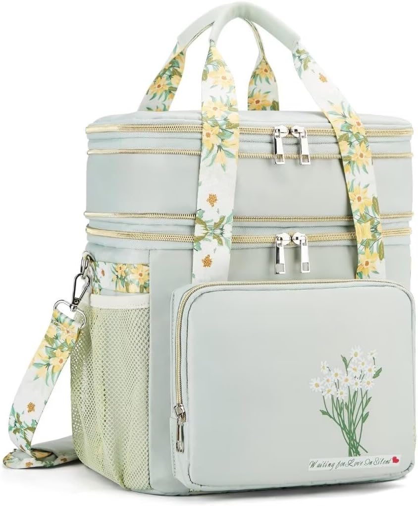 Insulated Lunch Bag for Women/Men, Dual Compartment Waterproof Reusable Large Lu...