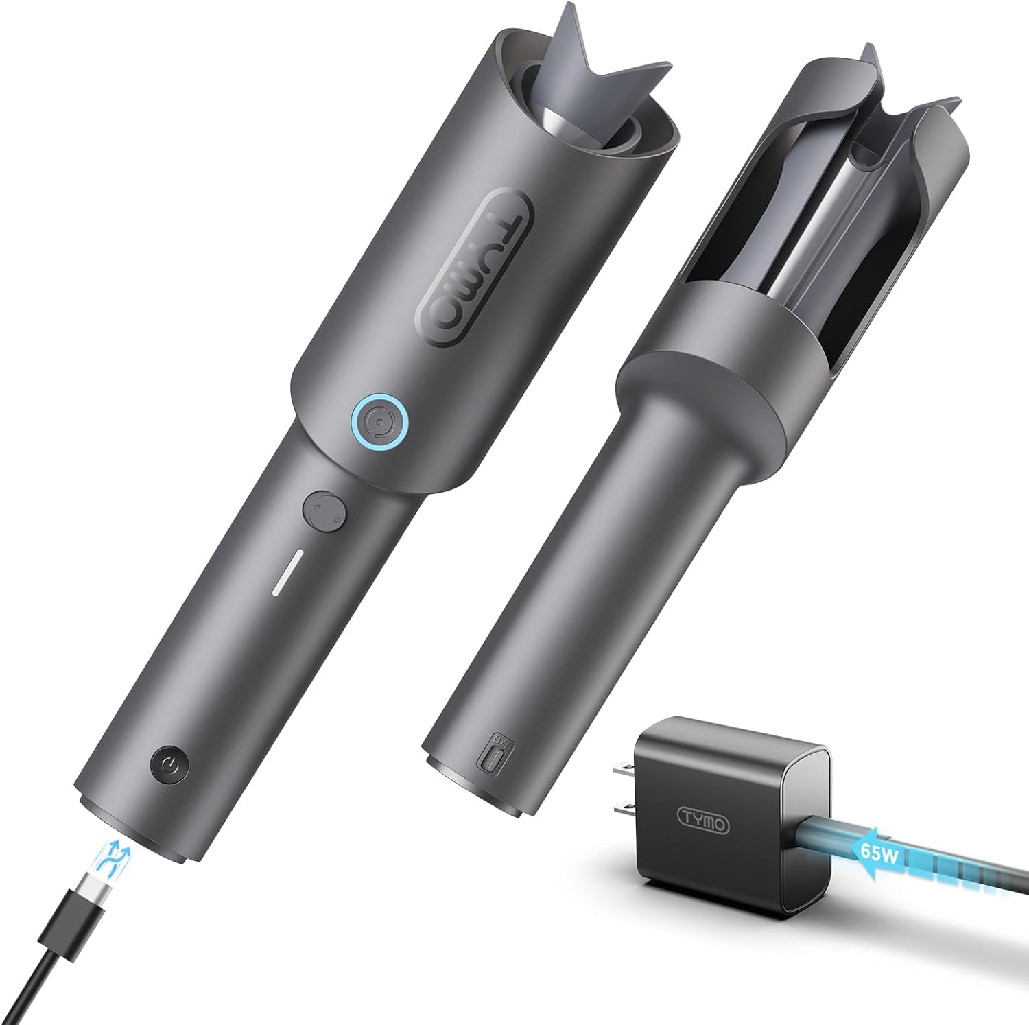 Cordless Automatic Curling Iron - TYMO CURLGO Rotating Hair Curler 1 Inch Rechar...