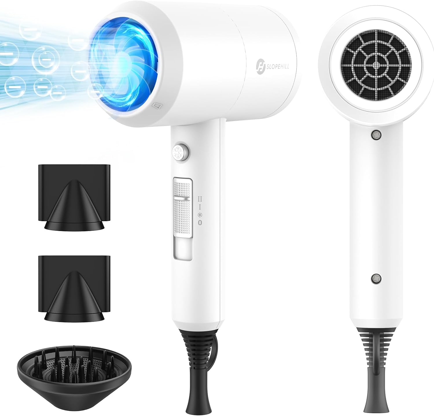 Slopehill Professional Ionic Hair Dryer, Powerful 1800W Fast Drying Low Noise Bl...
