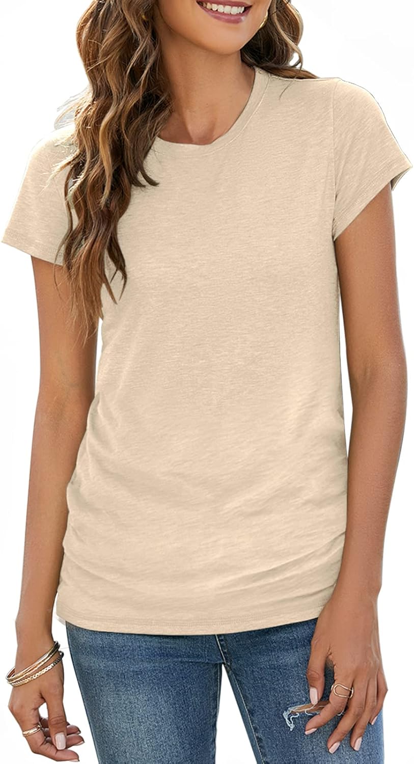 Sherosa Womens T Shirts Short Sleeve Crew Neck Shirts Basic Tee Tops Blouse Larg...