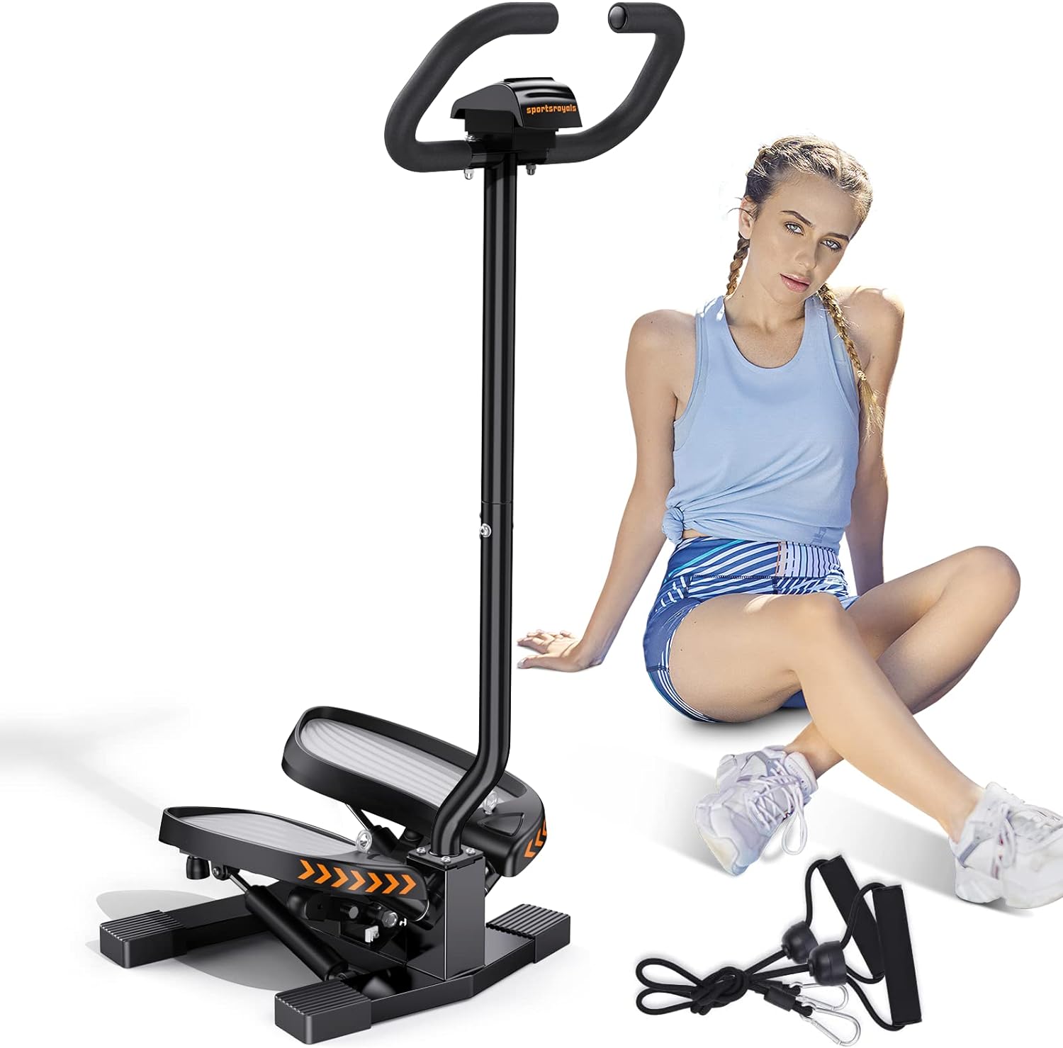 Sportsroyals Stair Stepper for Exercises-Twist/Mini Stepper with Resistance Band...