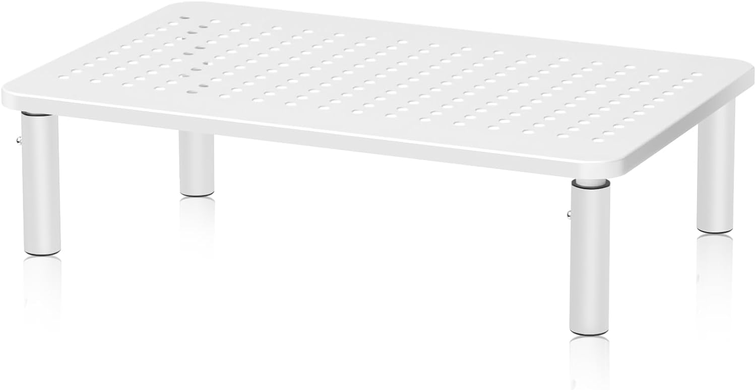 suptek Computer Monitor Stand Riser White, Metal for Laptop, Printer, Notebook a...